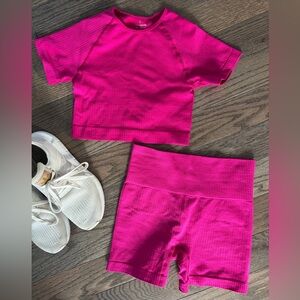 SHEIN hot pink workout set